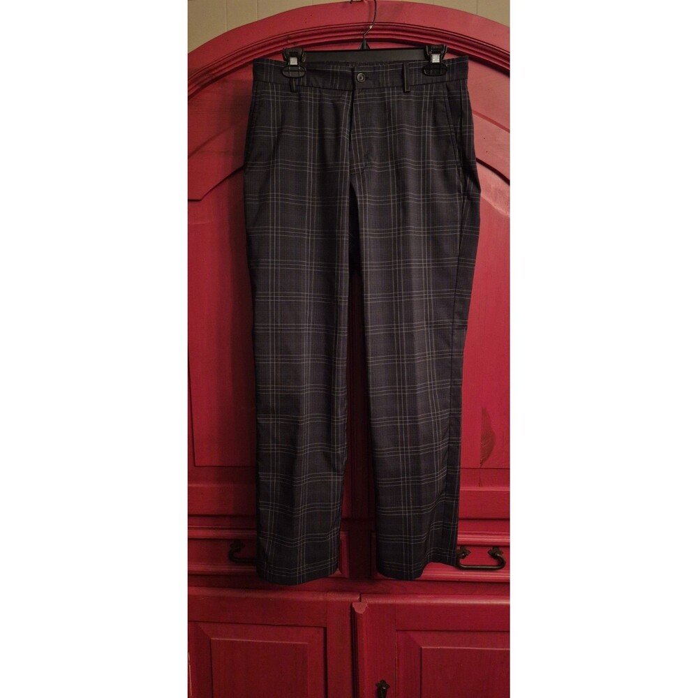 Slazenger 30x30 Mens Golf Pants Charcoal Gray Plaid Poly Spandex